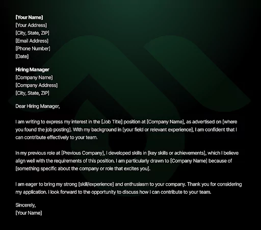 Example of a Cover Letter